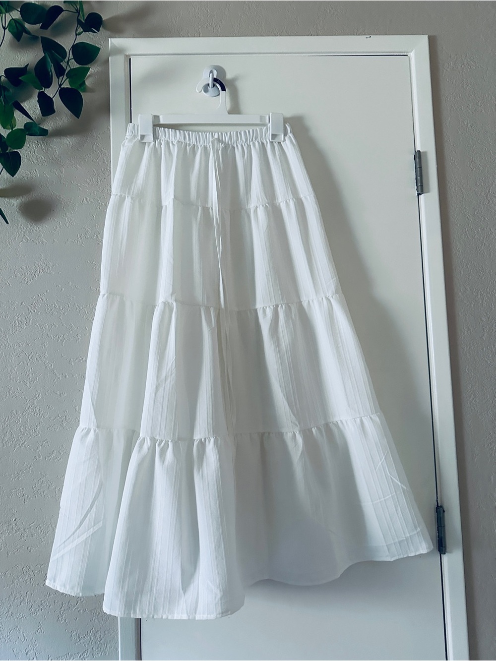 White Tiered Maxi Skirt - Women- Size Medium